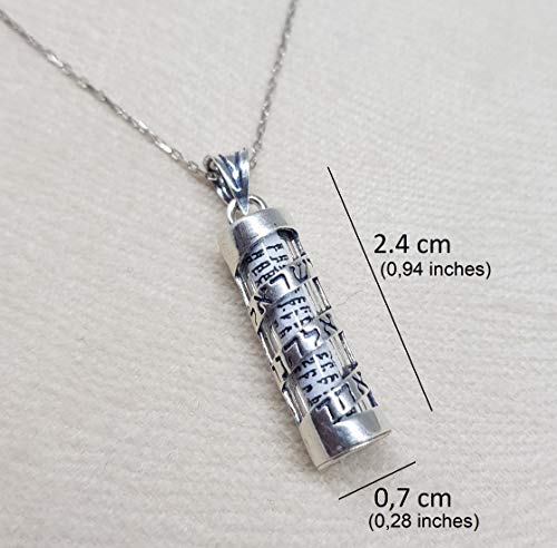 MYSTIC JEWELS by Dalia - 925 Sterling Silver - Mezuzah with Silver Chain (Model 1)
