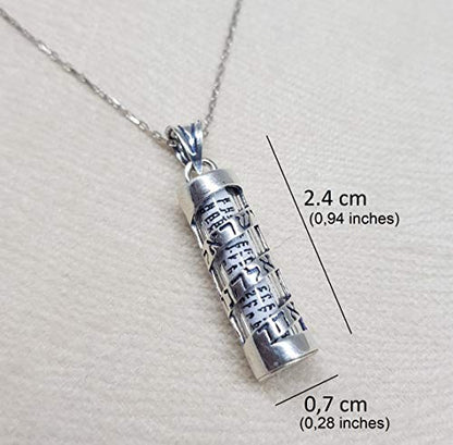 MYSTIC JEWELS by Dalia - 925 Sterling Silver - Mezuzah with Silver Chain (Model 1)