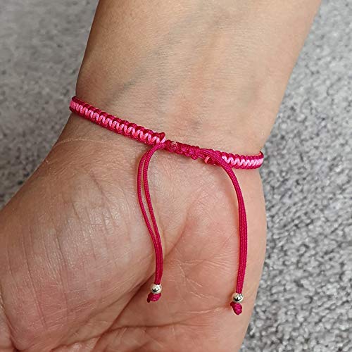 MYSTIC JEWELS - Macrame Bracelet - Thread Kabbalah with 2 colors, Amulet, Evil Eye protection, Good Luck, Good Luck (Wine - Pink)