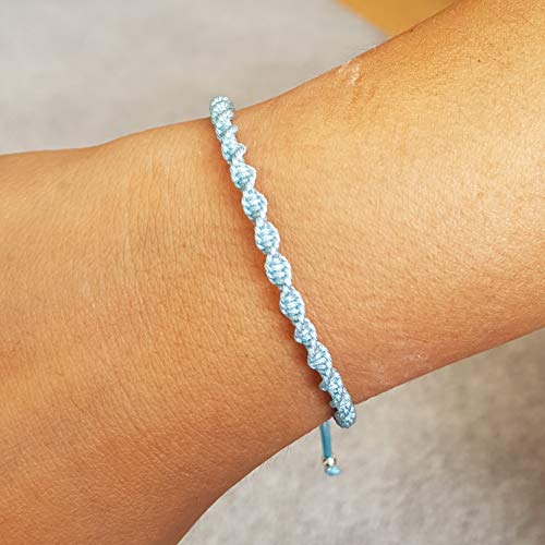 MYSTIC JEWELS - Rotating Macrame Bracelet - Colorful Thread Kabbalah, Amulet, Evil Eye Protection, Good Luck, Good Luck (Turquoise)