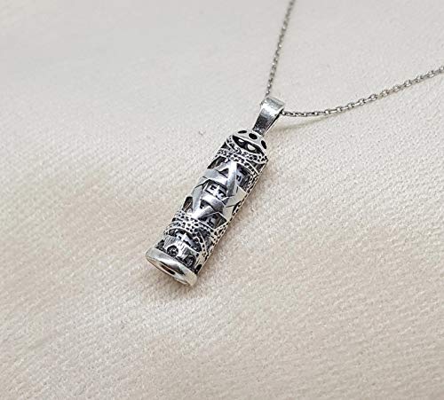 MYSTIC JEWELS by Dalia - 925 Sterling Silver - Mezuzah with Silver Chain (Model 4)