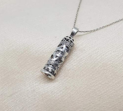 MYSTIC JEWELS by Dalia - 925 Sterling Silver - Mezuzah with Silver Chain (Model 4)