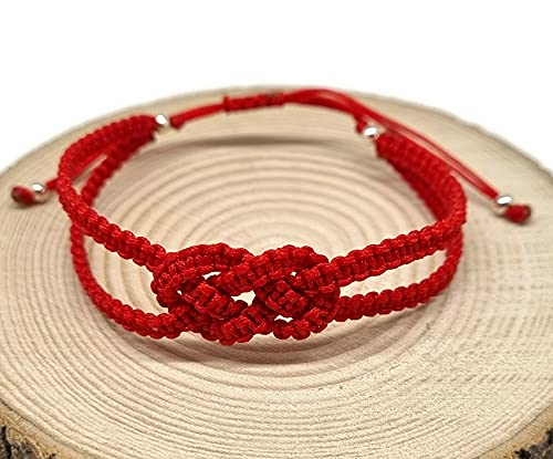 MYSTIC JEWELS - Kabbalah Thread Bracelet, concentric knot, Evil Eye protection, Good Luck, Good Luck (RED)