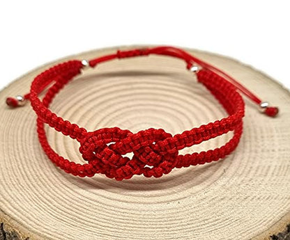 MYSTIC JEWELS - Kabbalah Thread Bracelet, concentric knot, Evil Eye protection, Good Luck, Good Luck (RED)