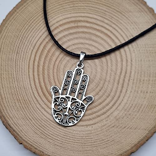 MYSTIC JEWELS - Hand of Fatima (Hamsa) pendant for good luck and evil eye, women and men, gift (Model 1)