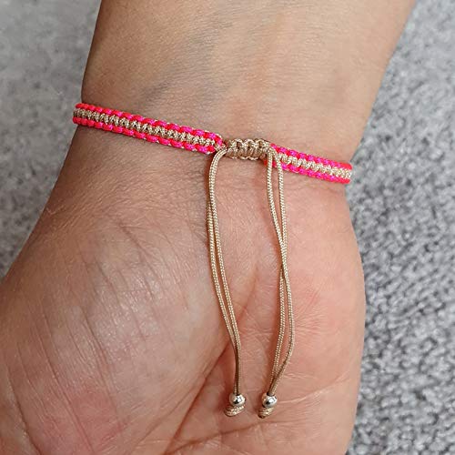 MYSTIC JEWELS - Macrame Bracelet - Thread Kabbalah with 2 colors, Amulet, Evil Eye protection, Good Luck, Good Luck (Fuchsia - Beige)