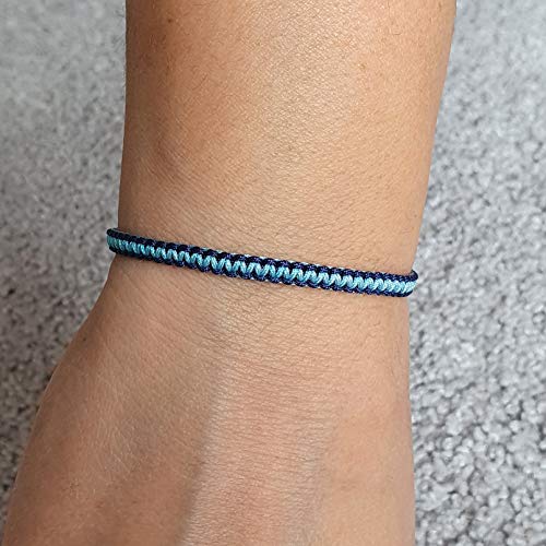 MYSTIC JEWELS - Macrame Bracelet - Thread Kabbalah with 2 colors, Amulet, Evil Eye protection, Good Luck, Good Luck (Navy Blue - Turquoise)