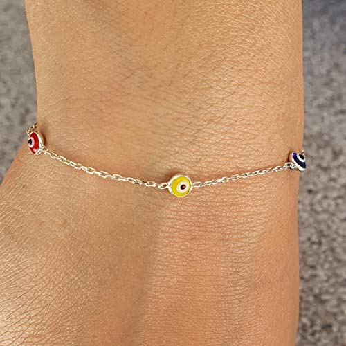 MYSTIC JEWELS by Dalia - 19cm Silver Evil Eye Bracelet - to give as a gift (Multicolor)
