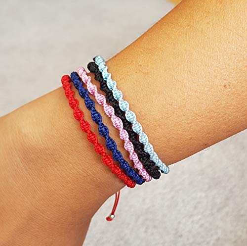 MYSTIC JEWELS - Rotating Macrame Bracelet - Colorful Thread Kabbalah, Amulet, Evil Eye Protection, Good Luck, Good Luck (Red)