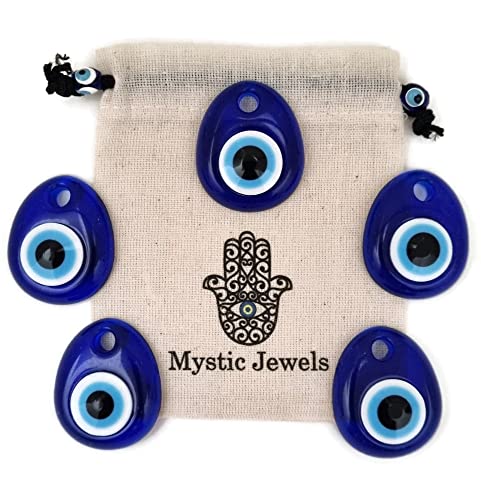 5 Units - Turkish Eyes for Hanging - plastic against the Blue and White Evil Eye, Lucky Amulet, Wall Decoration (Drop)