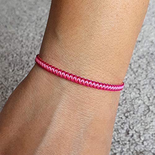 MYSTIC JEWELS - Macrame Bracelet - Thread Kabbalah with 2 colors, Amulet, Evil Eye protection, Good Luck, Good Luck (Wine - Pink)