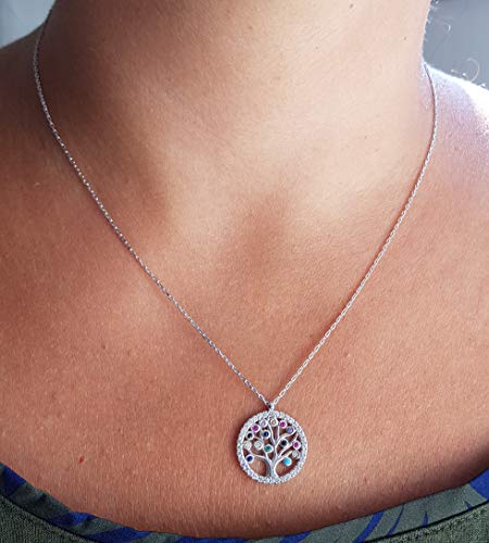 MYSTIC JEWELS by Dalia - Tree of Life Necklace - 925 Sterling Silver with Zircons (Silver)