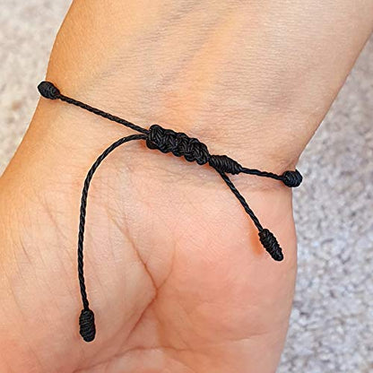 MYSTIC JEWELS by Dalia - Kabbalah Bracelet - 7 Knot Red Thread cord with a small eye in 925 Gold-plated Silver - Unisex - Adjustable - Evil Eye protection, Good Luck, Good Luck (Black)