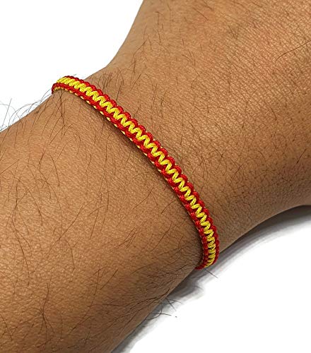 MYSTIC JEWELS - Macrame Bracelet - Thread Kabbalah with 2 colors, Amulet, Evil Eye protection, Good Luck, Good Luck (Red - Yellow)