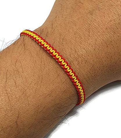 MYSTIC JEWELS - Macrame Bracelet - Thread Kabbalah with 2 colors, Amulet, Evil Eye protection, Good Luck, Good Luck (Red - Yellow)