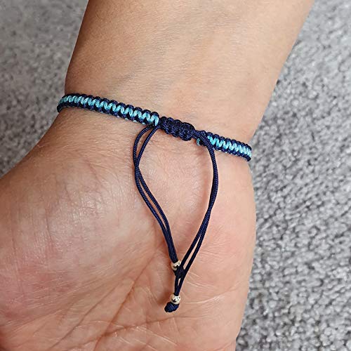 MYSTIC JEWELS - Macrame Bracelet - Thread Kabbalah with 2 colors, Amulet, Evil Eye protection, Good Luck, Good Luck (Navy Blue - Turquoise)