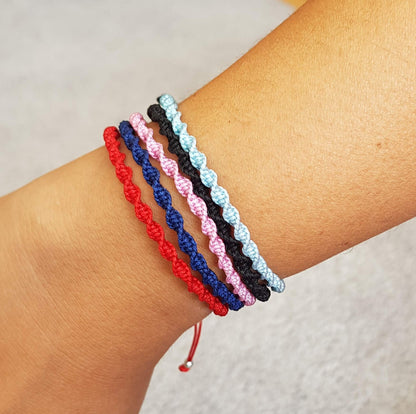 MYSTIC JEWELS - Rotating Macrame Bracelet - Colorful Thread Kabbalah, Amulet, Evil Eye Protection, Good Luck, Good Luck (Pink)