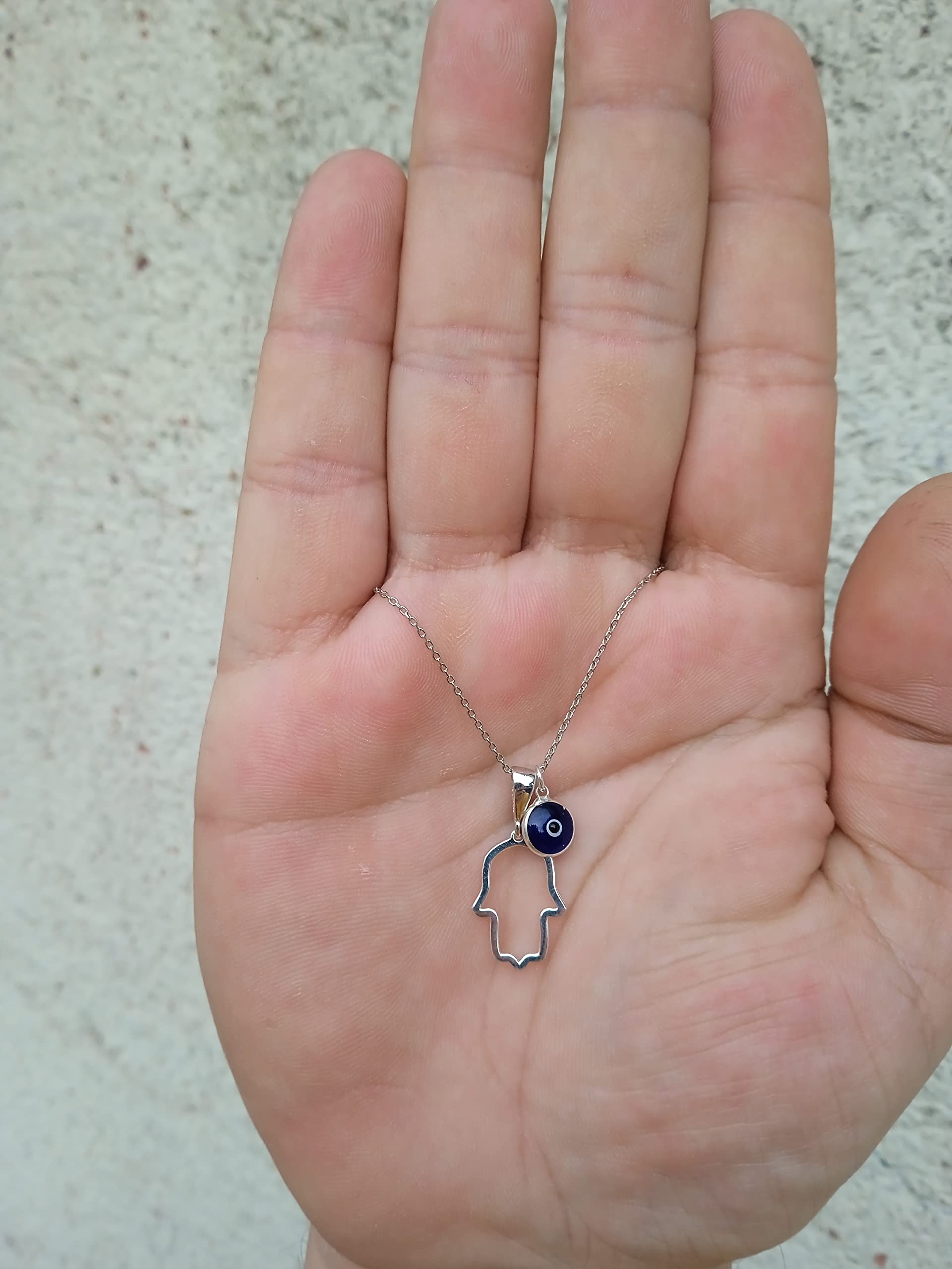 MYSTIC JEWELS By Dalia Collana Hamsa In Argento 925 – Ciondolo Con Amuleto Malocchio 7 Mm, Portafortuna E Protezione