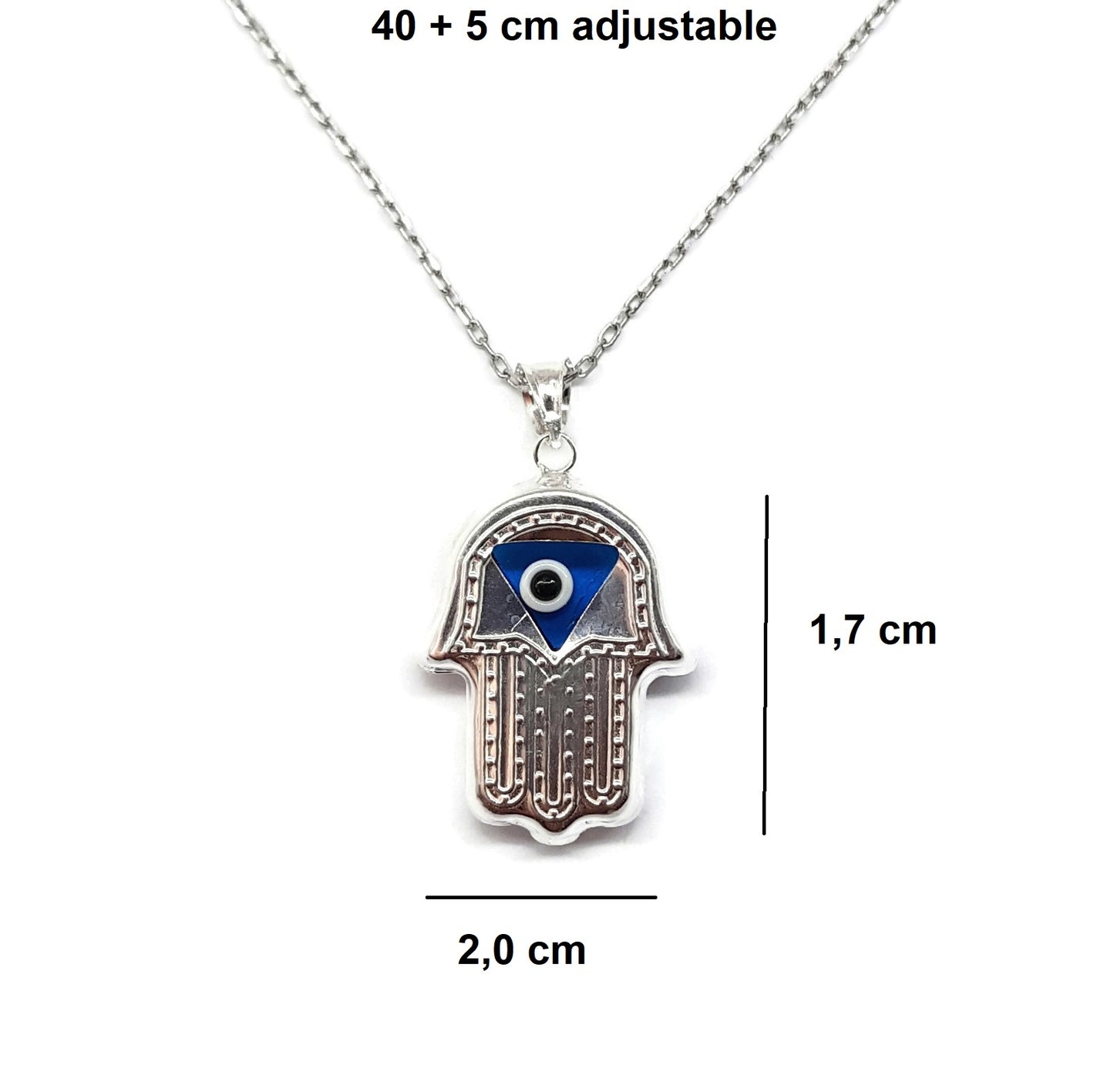 Necklace for Women, 925 Sterling Silver, Good Luck Fatima Hand Pendant