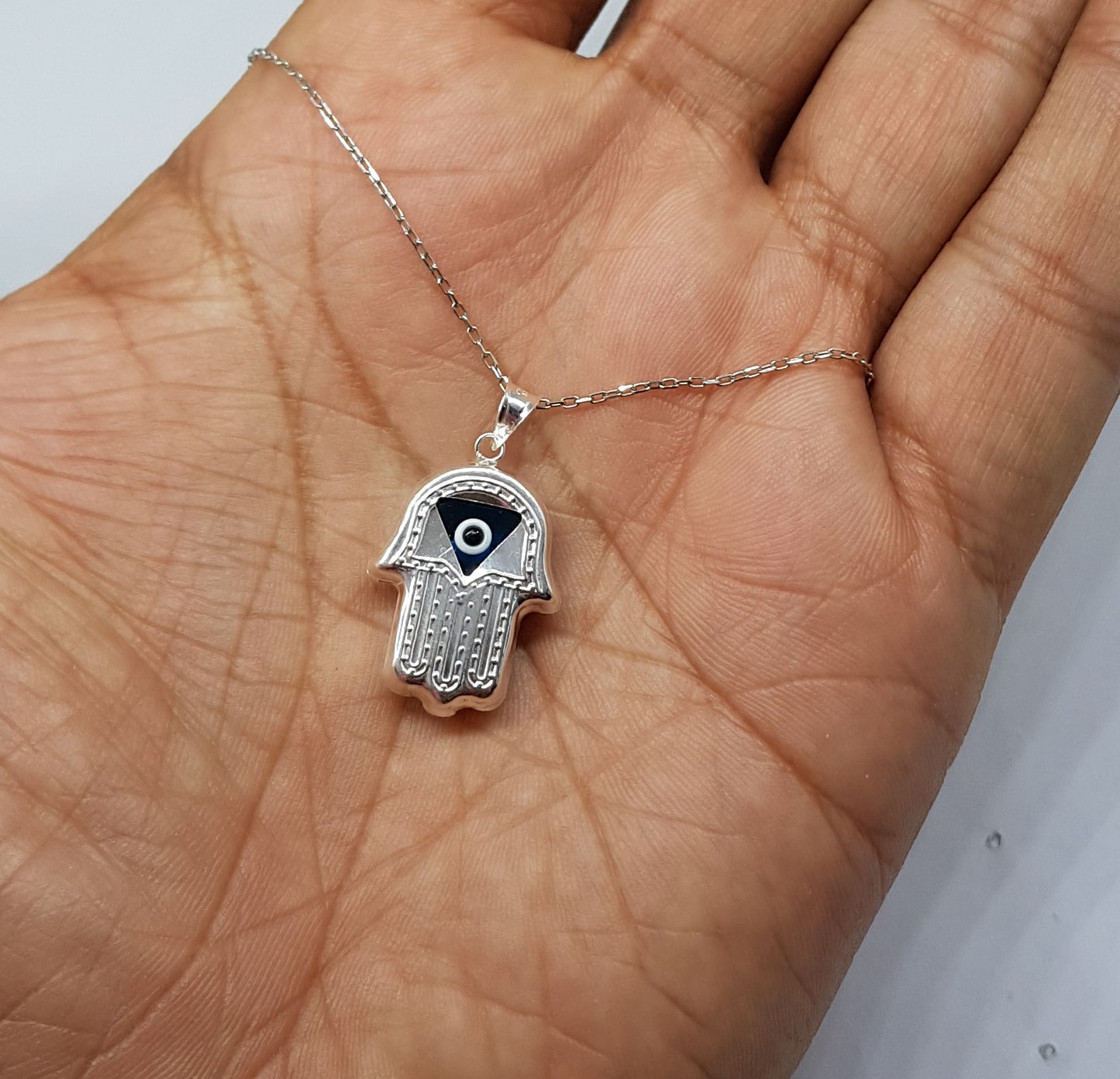 Necklace for Women, 925 Sterling Silver, Good Luck Fatima Hand Pendant